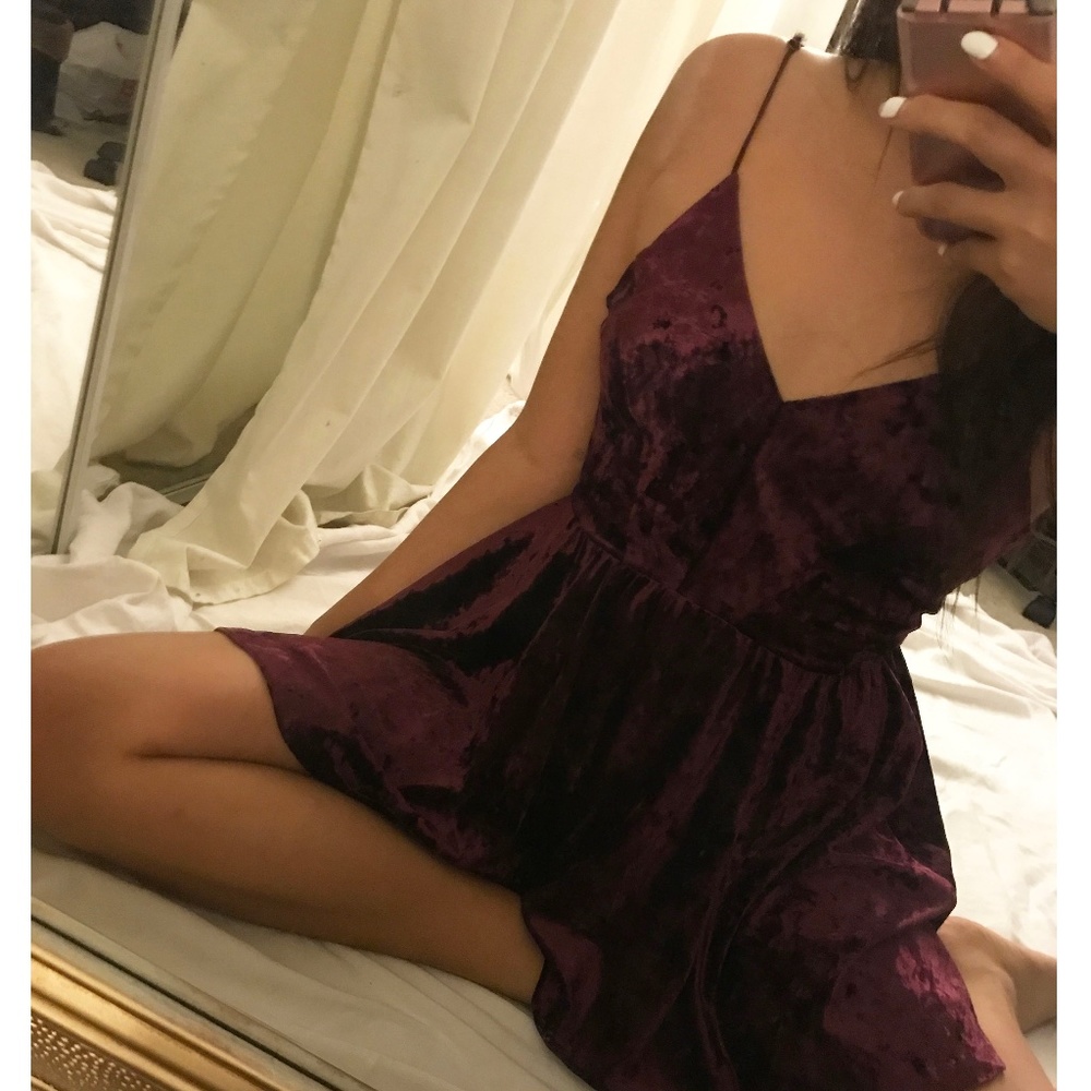 WORN ONCE,NEW: Urban Out Crushed Velvet Romper